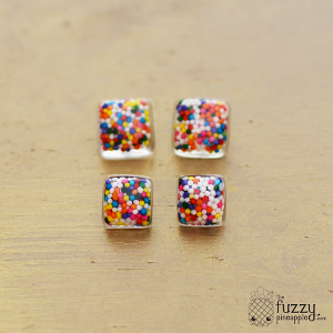 Mini Square Rainbow Sprinkle Earrings