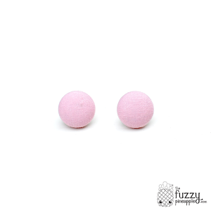 Solid Light Pink M Fabric Covered Button Earrings