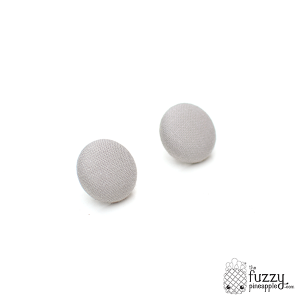 Solid Ash Gray M Fabric Covered Button Earrings