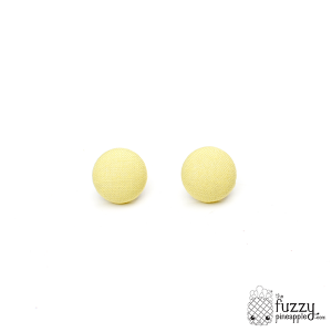 Solid Pale Yellow M Fabric Button Earrings