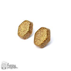 Gold Glitter Hexagon Earrings