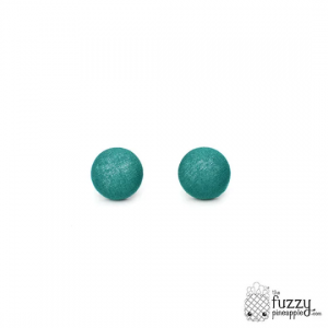 Solid Teal M Fabric Button Earrings