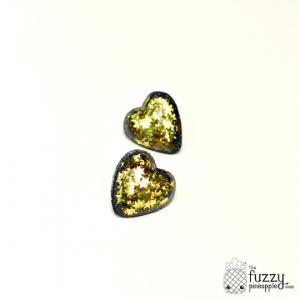 Gold Star Heart Earrings in Black