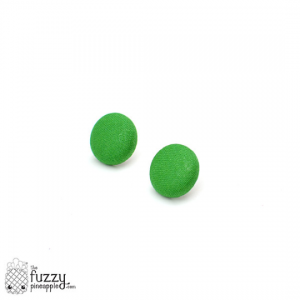 Solid Grass Green M Fabric Button Earrings