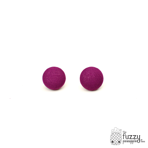 Solid Berry M Fabric Button Earrings