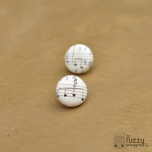 Music to My Ears M Fabric Button Earrings
