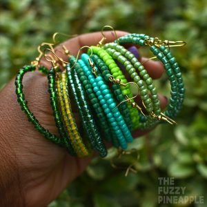 Green Beaded Hoop Earring Collection