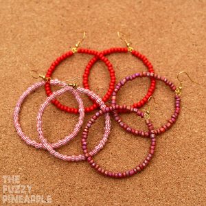 Red Beaded Hoop Earring Collection