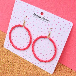 Strawberry Seed Bead Hoop Earrings