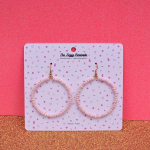 Strawberry Milk Seed Bead Hoop Earrings