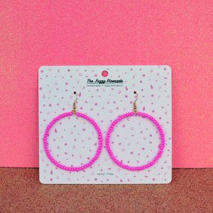 bright pink hoop earrings by the fuzzy pineapple
