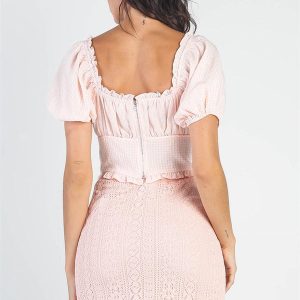 Pink Crochet Side Tie Mini Skirt (S-L)